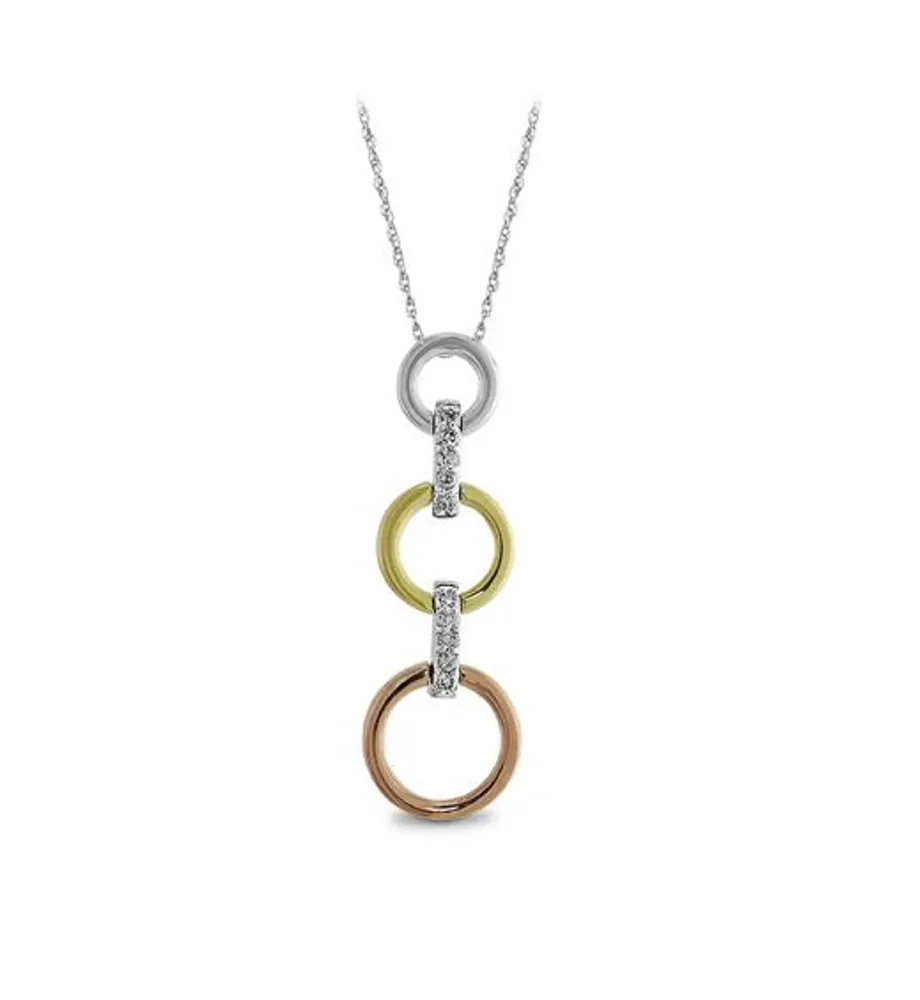 10K Tri-Colour Triple Circle Pendant