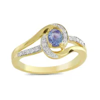 10K Yellow Gold Oval Diamond Tanzanite Ring