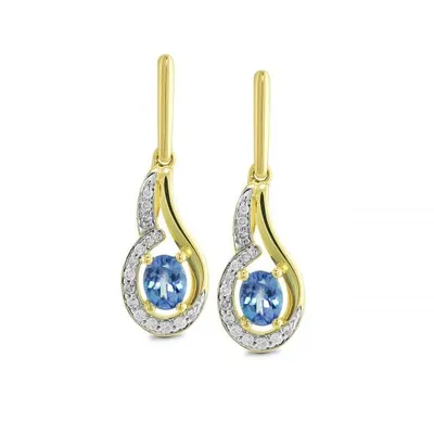 10K Yellow Gold Oval Diamond Tanzanite Earrings