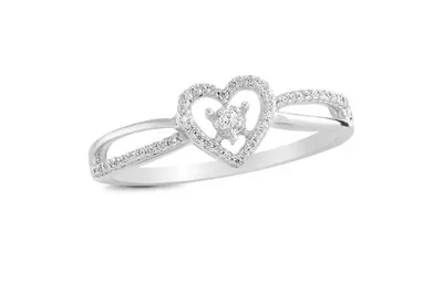 White Gold Diamond Heart Promise Ring