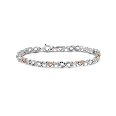 Sterling Silver & Rose Gold Diamond Infinity Mom Bracelet