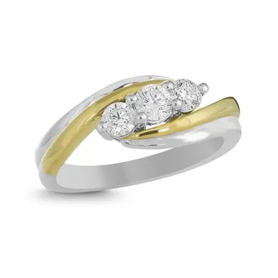 Glacier Fire 14K White & Yellow Gold 0.50CTW Three-Stone Diamond Ring