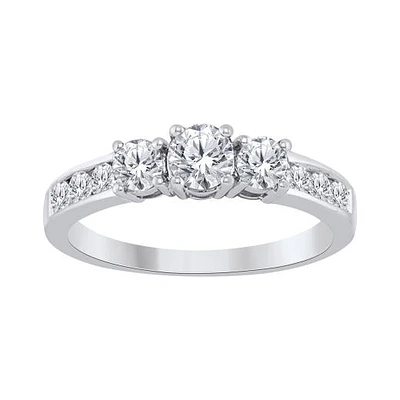 10K White Gold 1.00CTW Three-Stone Bridal Ring