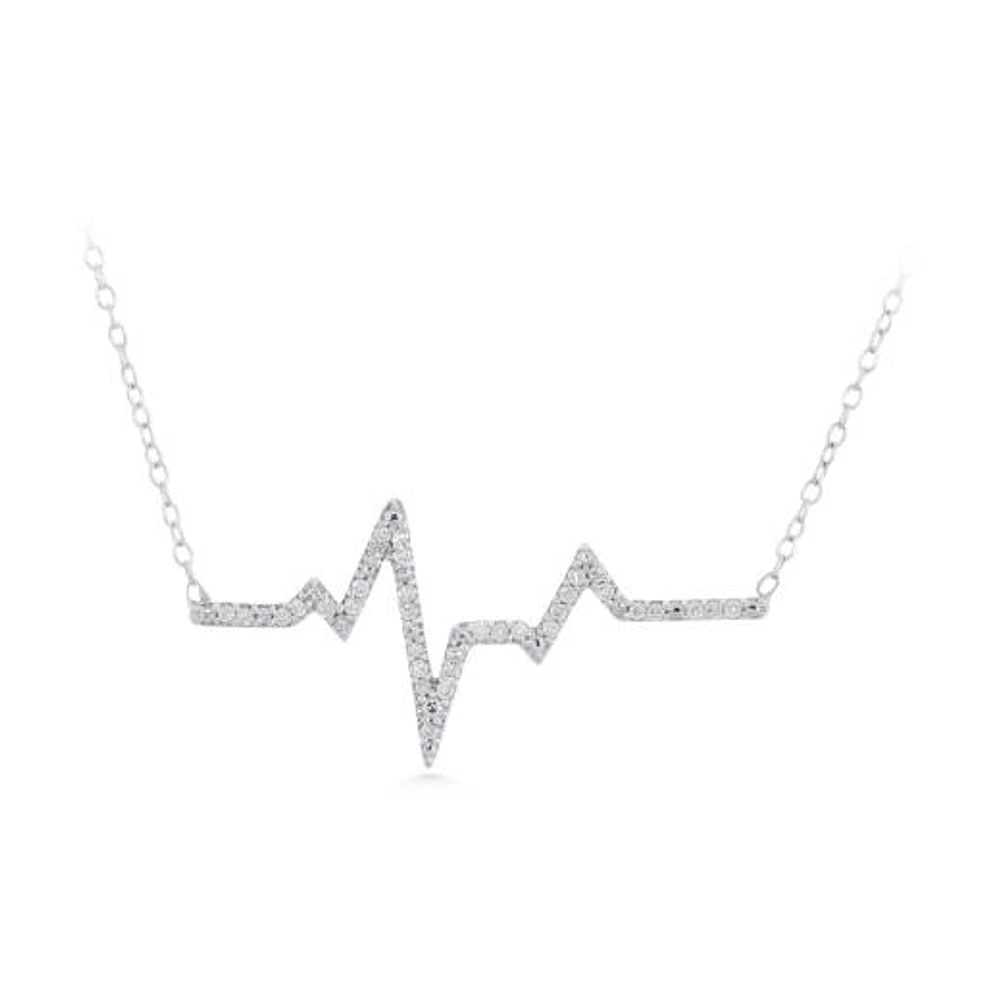 Sterling Silver 0.10CTW Heartbeat Necklace