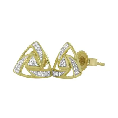 10K Yellow Gold Diamond Triangle Earrings
