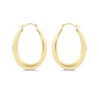 14K Yellow Gold Oval Hoop Earrings