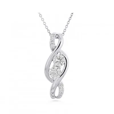Sterling Silver Created White Sapphire Pendant w/Chain