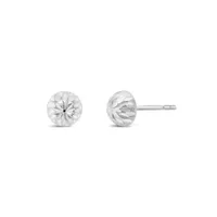 10K White Gold 5mm Diamond Cut Half Ball Earrings