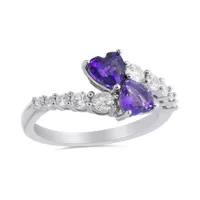 Sterling Silver Amethyst & Created White Sapphire Ring