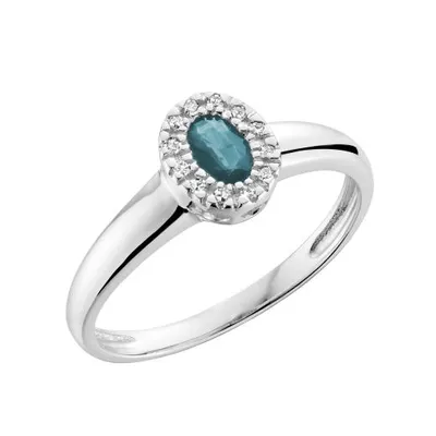 10K White Gold 0.05CTW Diamond and Aquamarine Ring