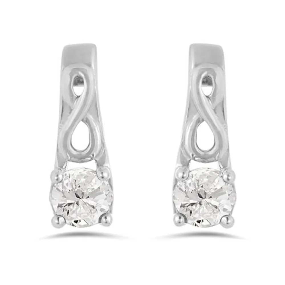 10K White Gold White Topaz Infinity Earring