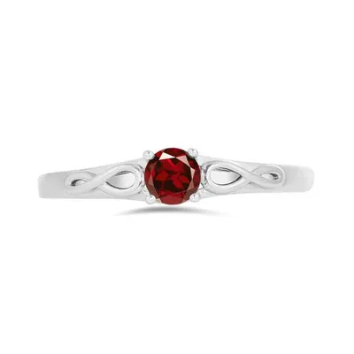 10K White Gold Garnet Infinity Ring