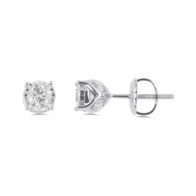 10K White Gold 0.50CTW Diamond Earrings