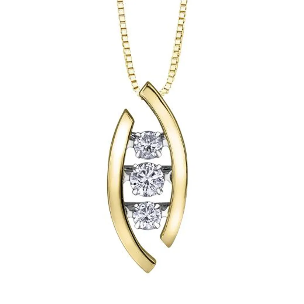 10K Yellow Gold 0.33CTW Dancing Diamond Pendant