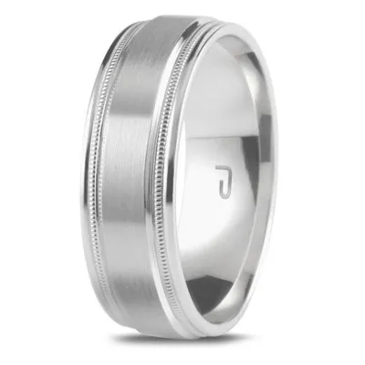 10K White Gold 6.5mm Carved Band