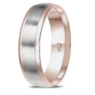 10K White and Rose Gold 6mm Carved Band