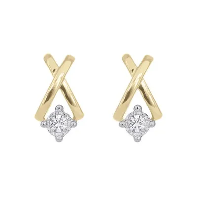 10K Yellow Gold 0.09CTW Diamond Earrings