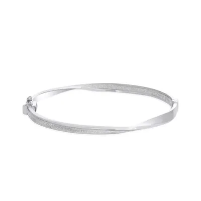 Sterling Silver Twisted Glitter Bangle