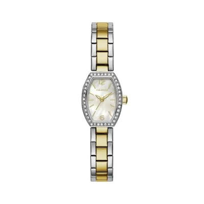 Caravelle Women's Gold Tone Stainless Steel Watch with Mother of Pearl Dial