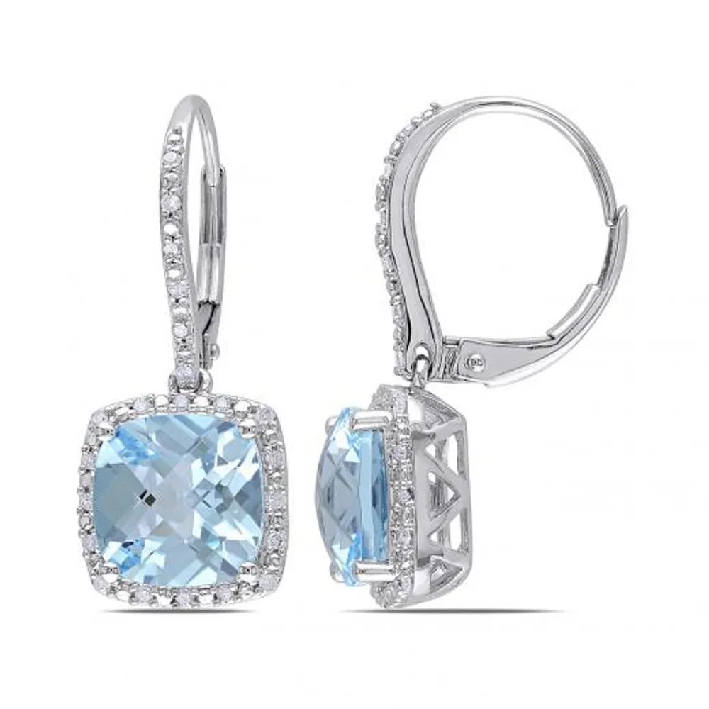 Julianna B 10K White Gold Blue Topaz & Diamond Earrings