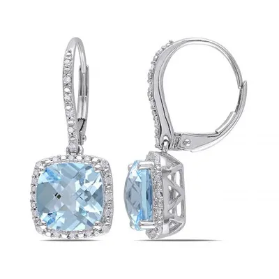 Julianna B 10K White Gold Blue Topaz & Diamond Earrings