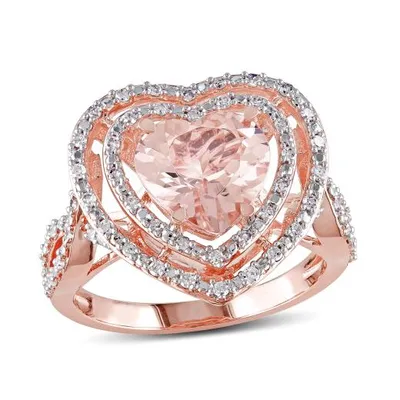 Julianna B 10K Rose Gold 0.33CTW Diamond & Morganite Ring