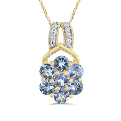 10K Yellow Gold Tanzanite & Diamond Pendant