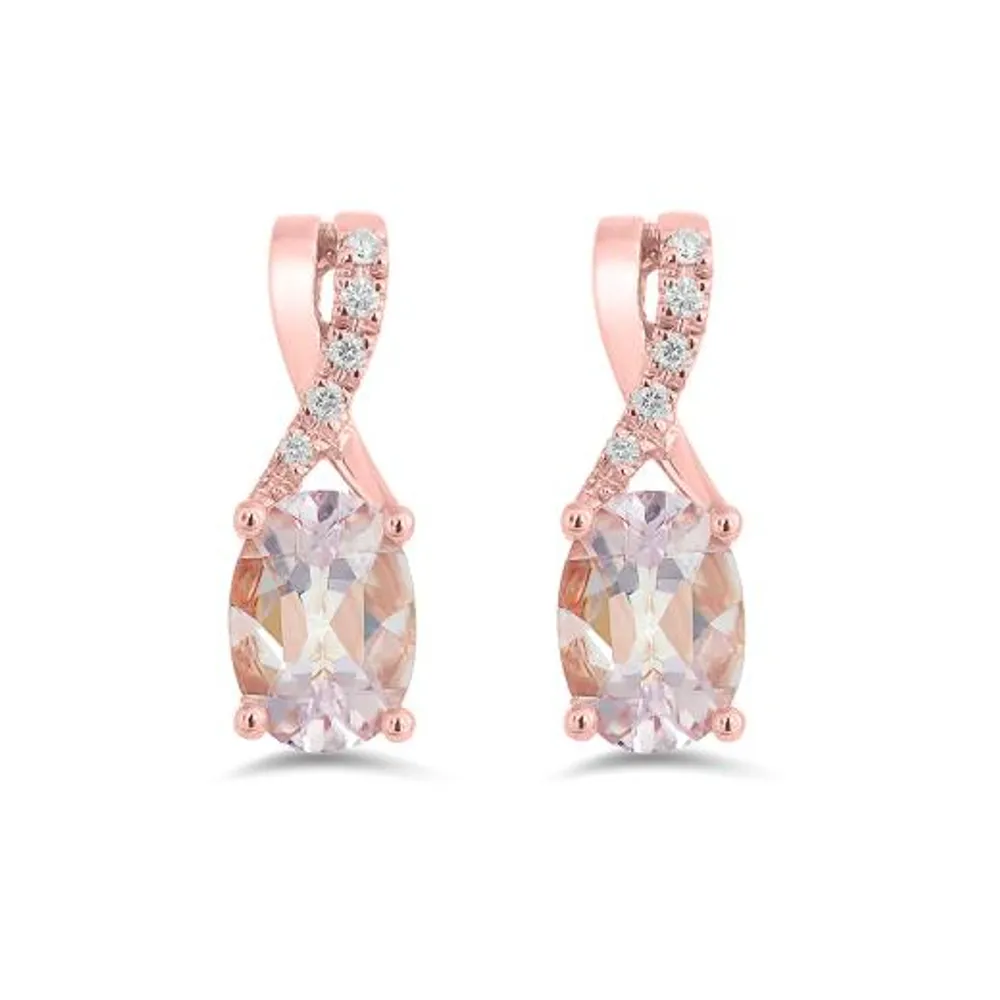 10K Rose Gold Morganite & Diamond Earrings