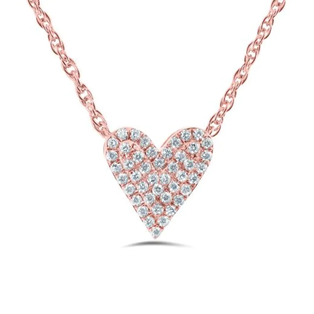 10K Rose Gold Diamond Heart Pendant