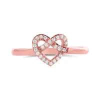 10K Rose Gold Diamond Heart Knot Ring