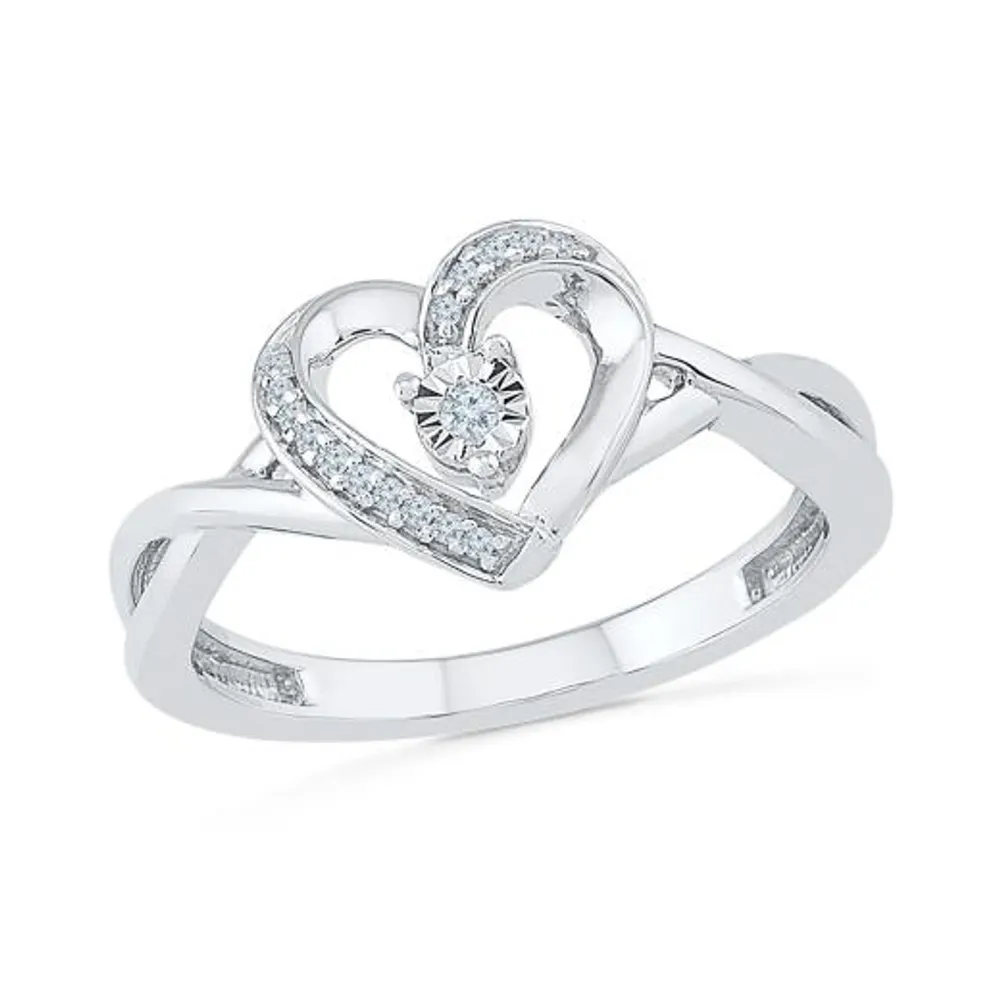 Sterling Silver Diamond Heart Ring