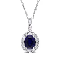 Julianna B 14K White Gold Diamond Created Blue Sapphire & White Topaz Pendant