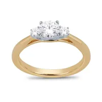 14K Yellow and White Gold 0.76CTW Three-Stone Bridal Ring