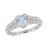 Julianna B 10K White Gold 0.06CTW Diamond and Sky Blue Topaz Ring