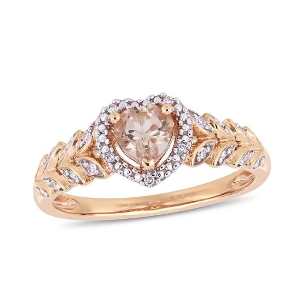 Julianna B 10K Rose Gold 0.06CTW Diamond and Morganite Ring
