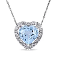 Julianna B 10K White Gold Diamond & Blue Topaz Pendant with Chain