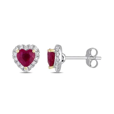 Julianna B 14K White Gold Diamond and Ruby Earrings