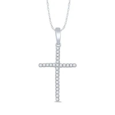 10K White Gold 0.05CTW Diamond Cross Necklace
