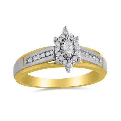 10K Yellow and White Gold 0.19CTW Trio Bridal Ring