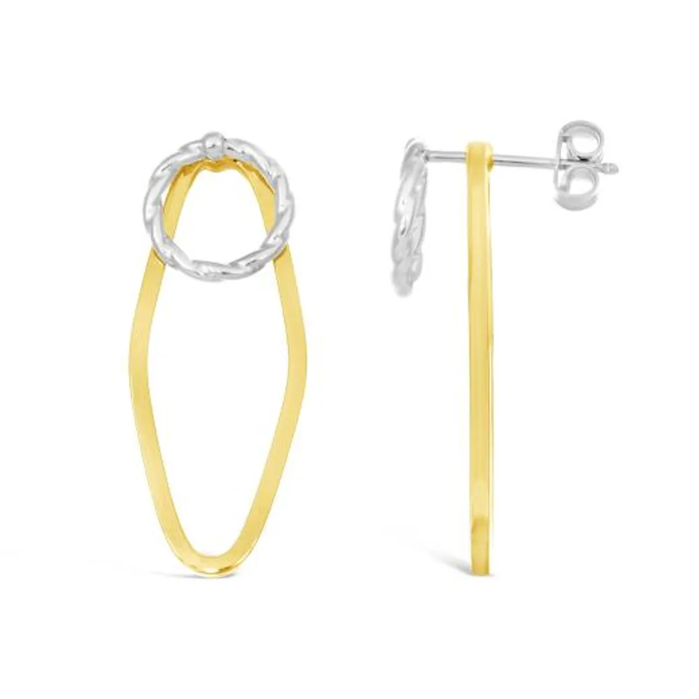 10K Yellow and White Gold Front Back Earrings