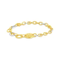 10K Yellow and White 7.5" Multi-Link Bracelet