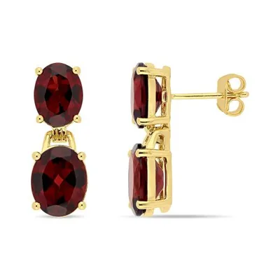 Julianna B Sterling Silver & 18K Yellow Gold Plated Garnet Earrings