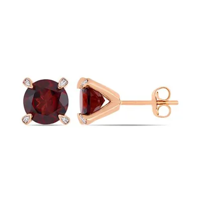 Julianna B 10K Rose Gold 0.024CTW Diamond & Garnet Earrings