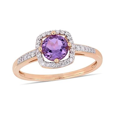 Julianna B 10K Rose Gold 0.14CT Diamond & Amethyst Fashion Ring