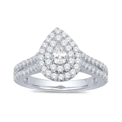 Diamond Revelations 14K White Gold 1.00CTW Pear Shaped Bridal Ring