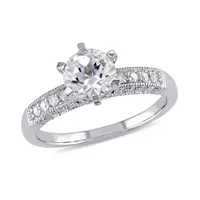 Julianna B 10K White Gold 0.25CT Diamond & Created Sapphire Fashion Ring