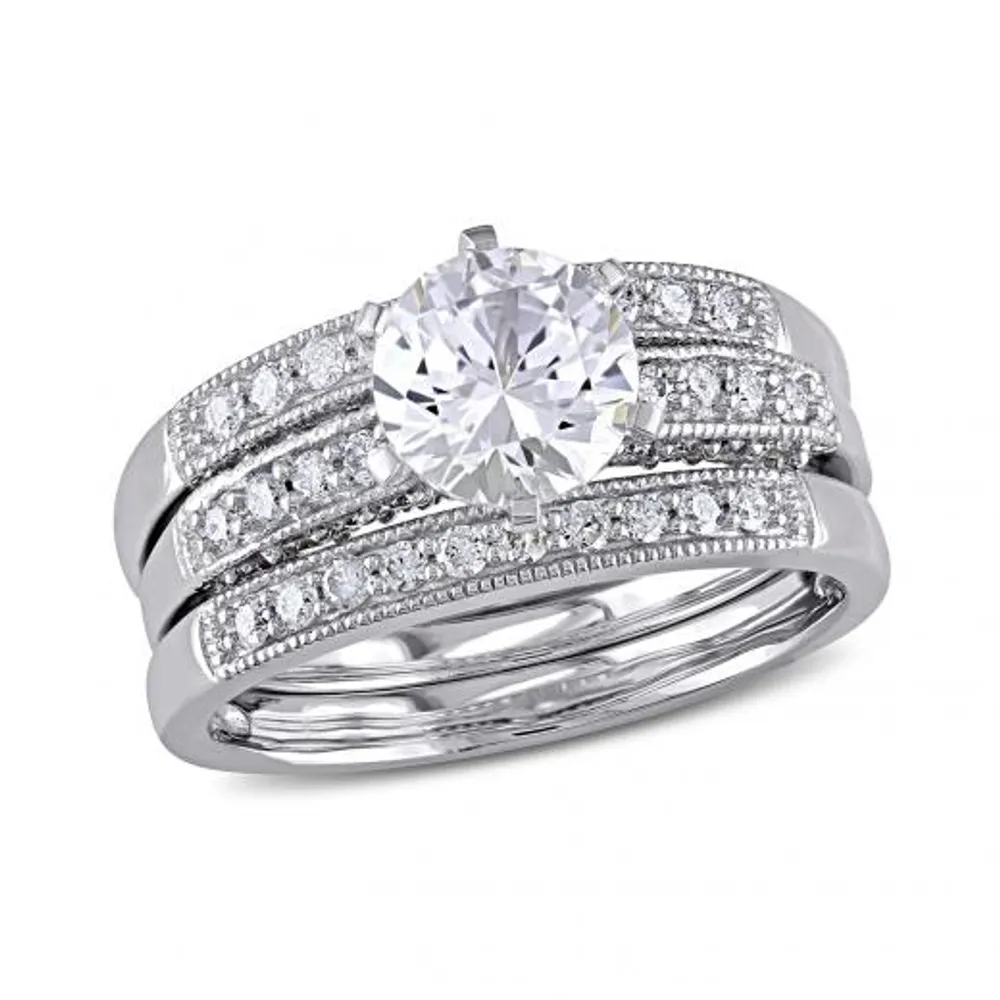 Julianna B 10K White Gold 0.40CT Diamond & Created Sapphire Bridal Set