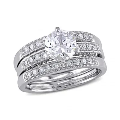 Julianna B 10K White Gold 0.40CT Diamond & Created Sapphire Bridal Set