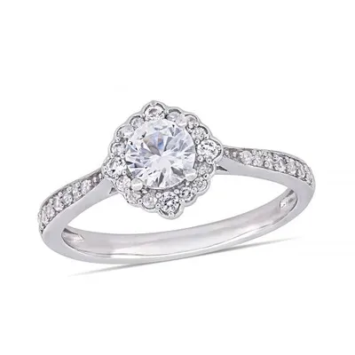 Julianna B 10K White Gold 0.10CT Diamond & Created Sapphire Fashion Ring
