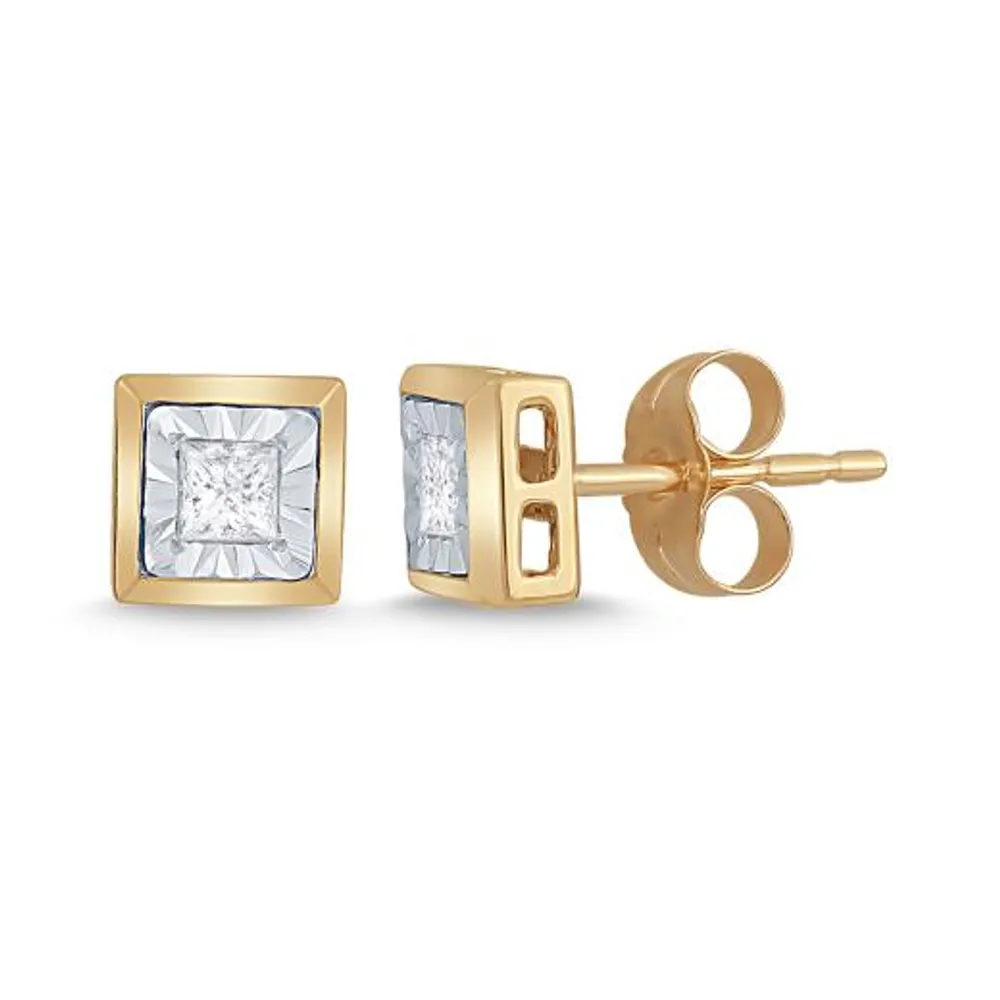 10K Yellow Gold 0.20CTW Diamond Earrings